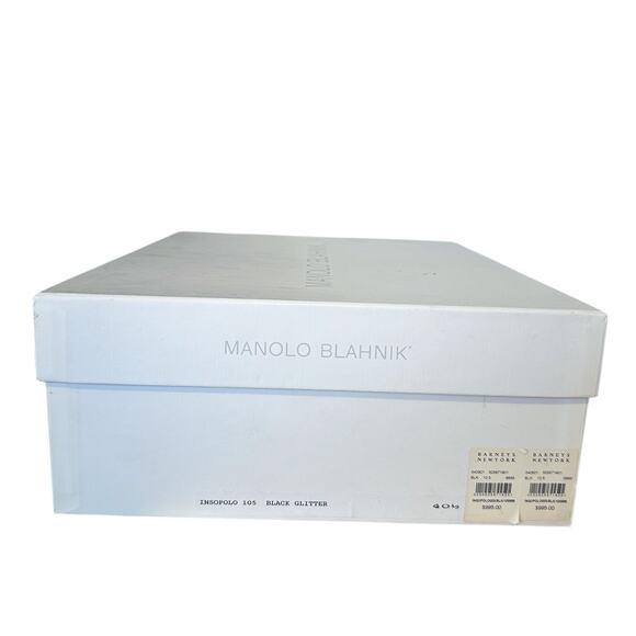 Manolo Blahnik Black Leather Glitter Stiletto High Heel Boots Size 40.5 FIT 8.5 - Picture 9 of 12